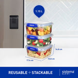 Sistema KLIP IT PLUS Food Storage Containers 3 Pack 1.15L (British brand)