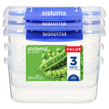 Sistema KLIP IT PLUS Food Storage Containers 3 Pack 1.15L (British brand)