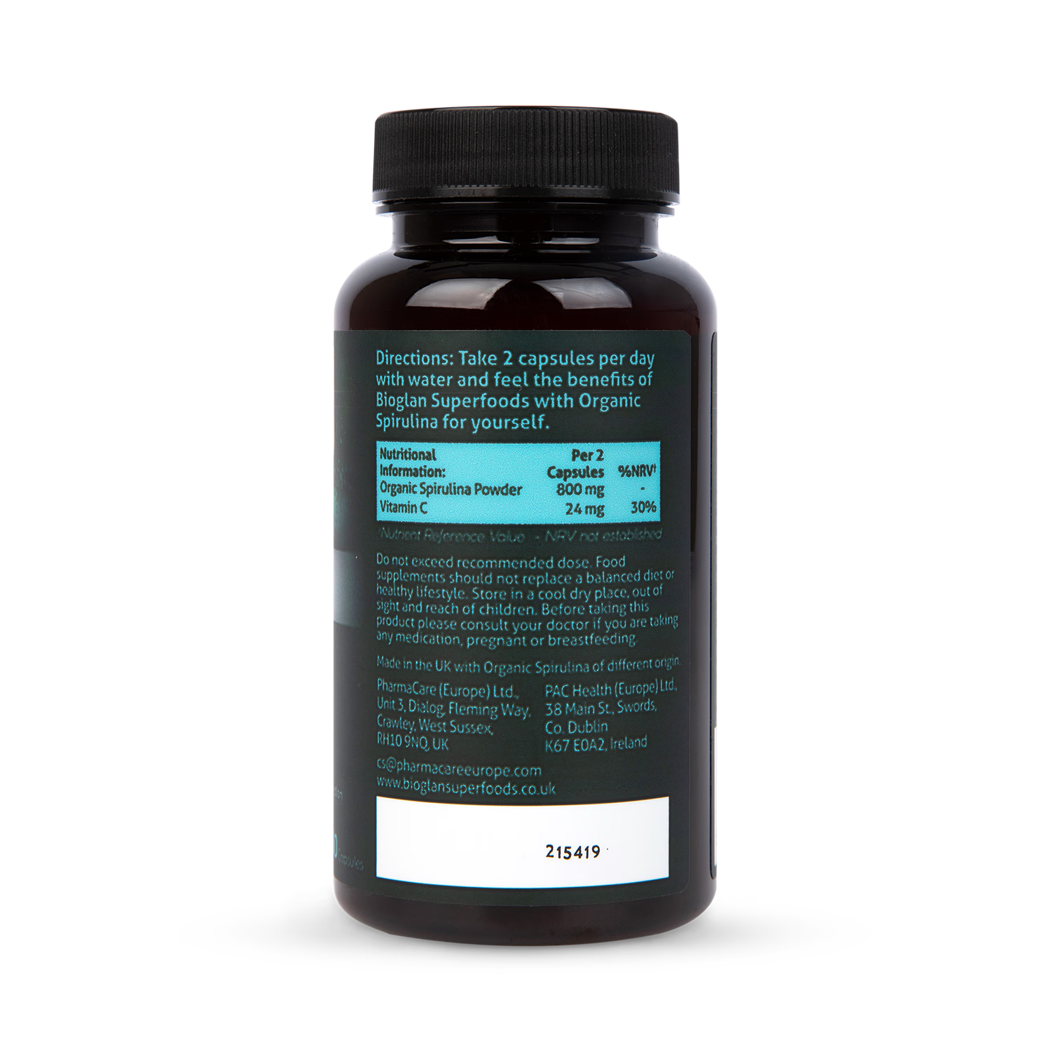Bioglan organic spirulina capsules 60 count - British product