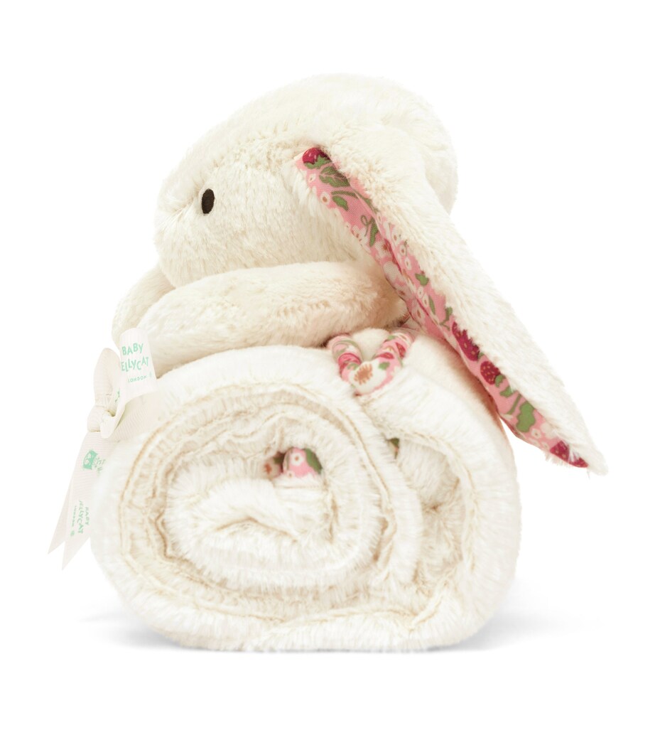 Jellycat Blossom Bunny blankie with strawberry ears, 56cm x 70cm, UK version