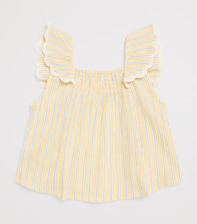 Sleeveless Cotton Stripe Blouse with Square Neck for Children 3-10 Years