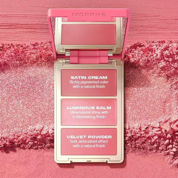 Morphe Cheek Thrills multi-finish face trio Beach Bonfire, imported from the UK