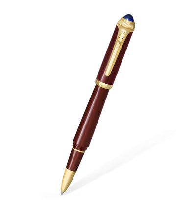 Durable Composite Rollerball Pen with Gold-Tone Details and Blue Resin Cabochon, 15cm Length