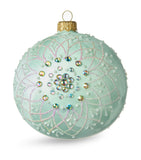 Pastel Blue Christmas Bauble with Gold Filigree and Sequins