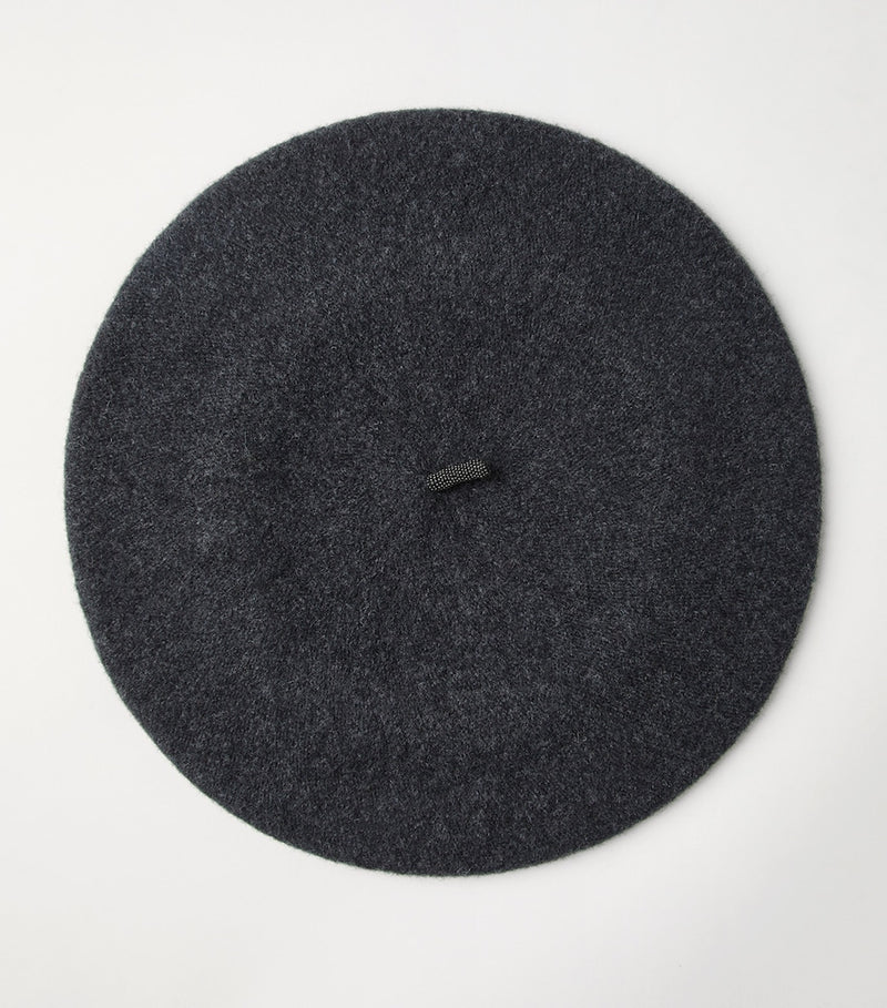 Brunello Cucinelli wool beret with beading and silver-tone hardware - British product
