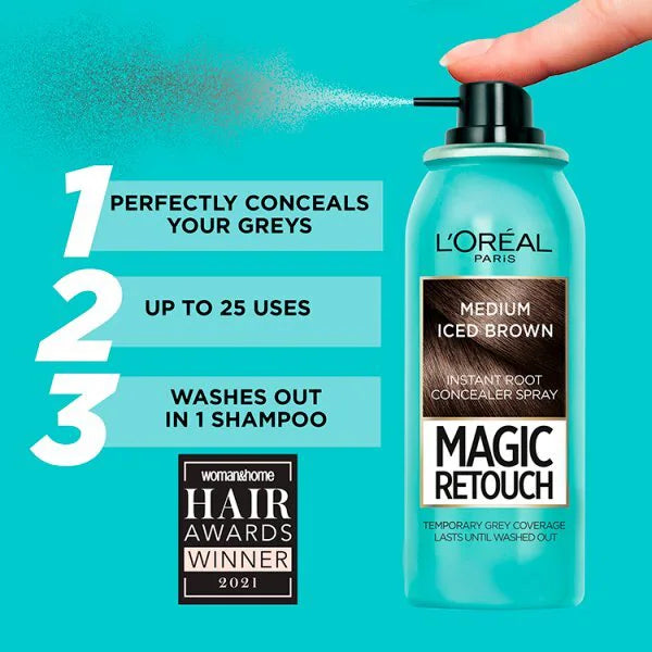 L'Oréal root concealer spray medium iced brown 75ml, imported from the UK