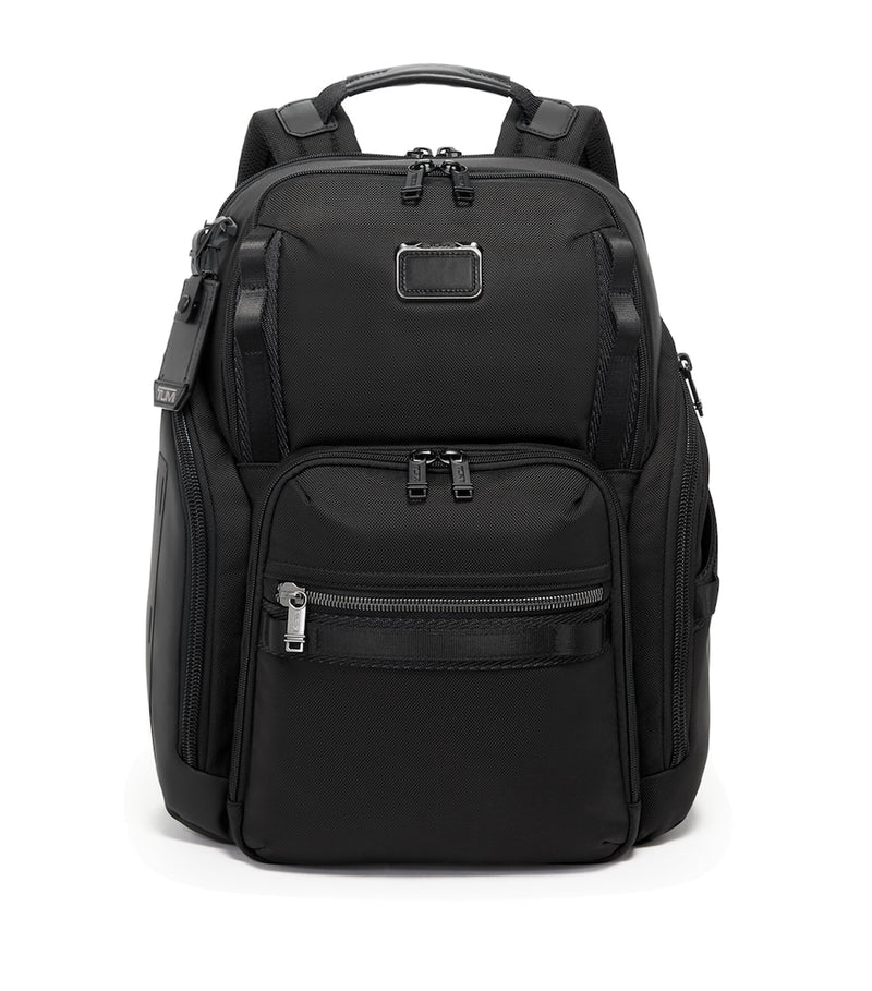Scratch-Resistant Grained Leather Backpack with Buckle Fastening