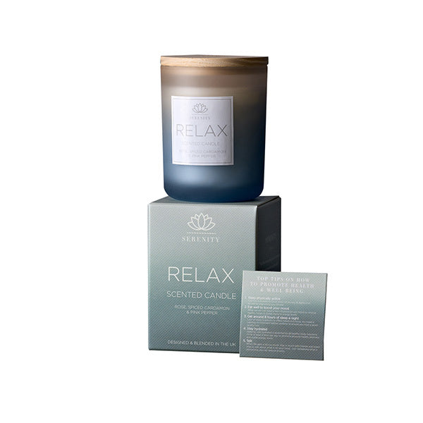 Serenity Relax Candle Rose Cardamom Pink Pepper 120g (British brand)
