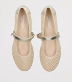 Monnalisa mesh glitter ballet flats for girls, imported from the UK