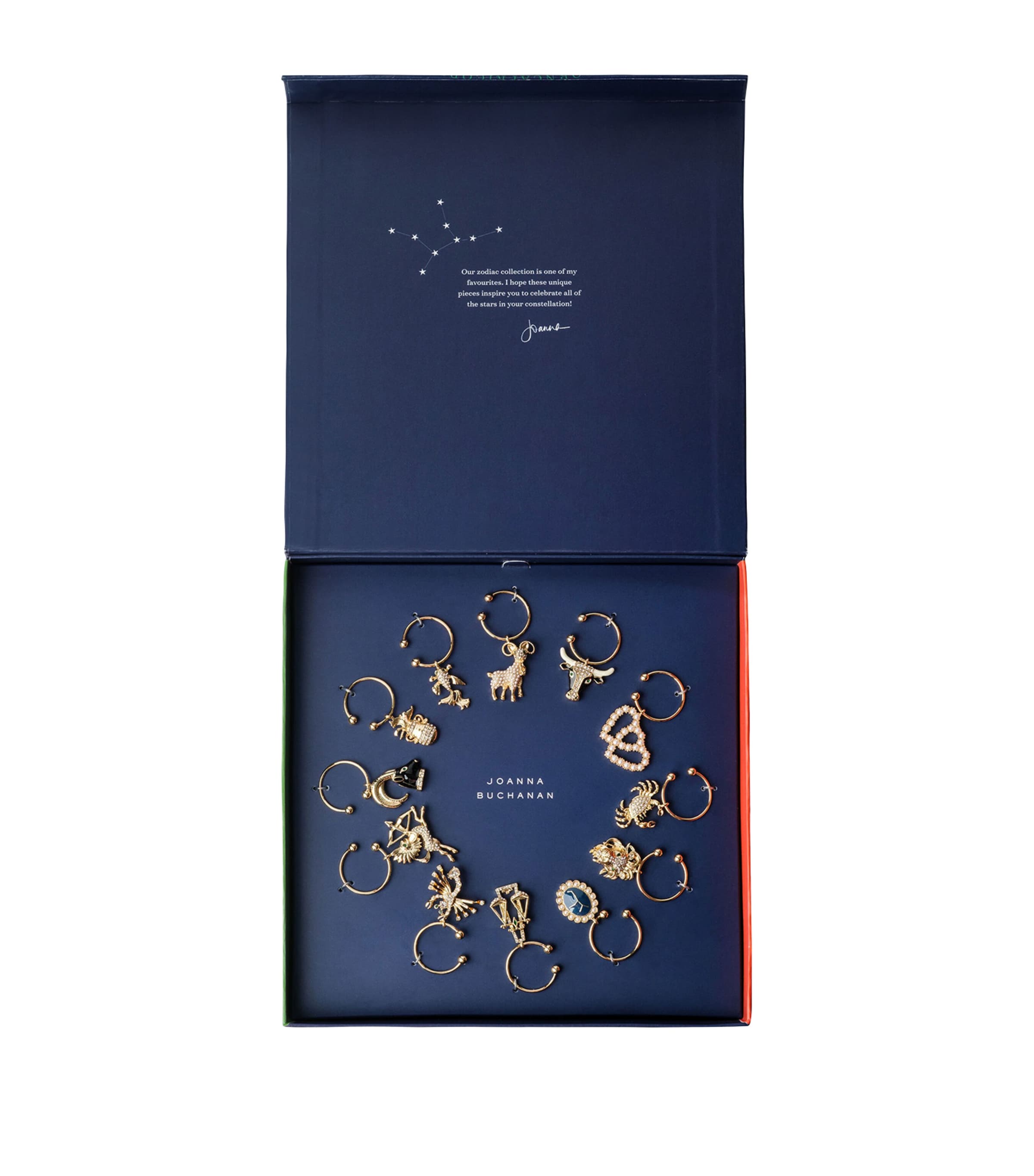 Joanna Buchanan set of 12 Zodiac wine charms, UK version
