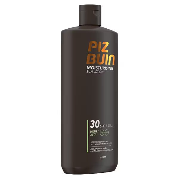 Piz Buin moisturising sun lotion SPF 30 400ml, imported from the UK