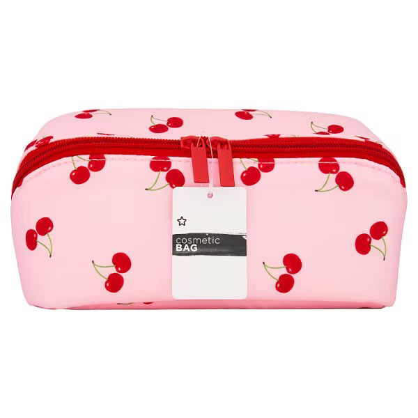 Superdrug cherry print expandable cosmetic bag (British brand)