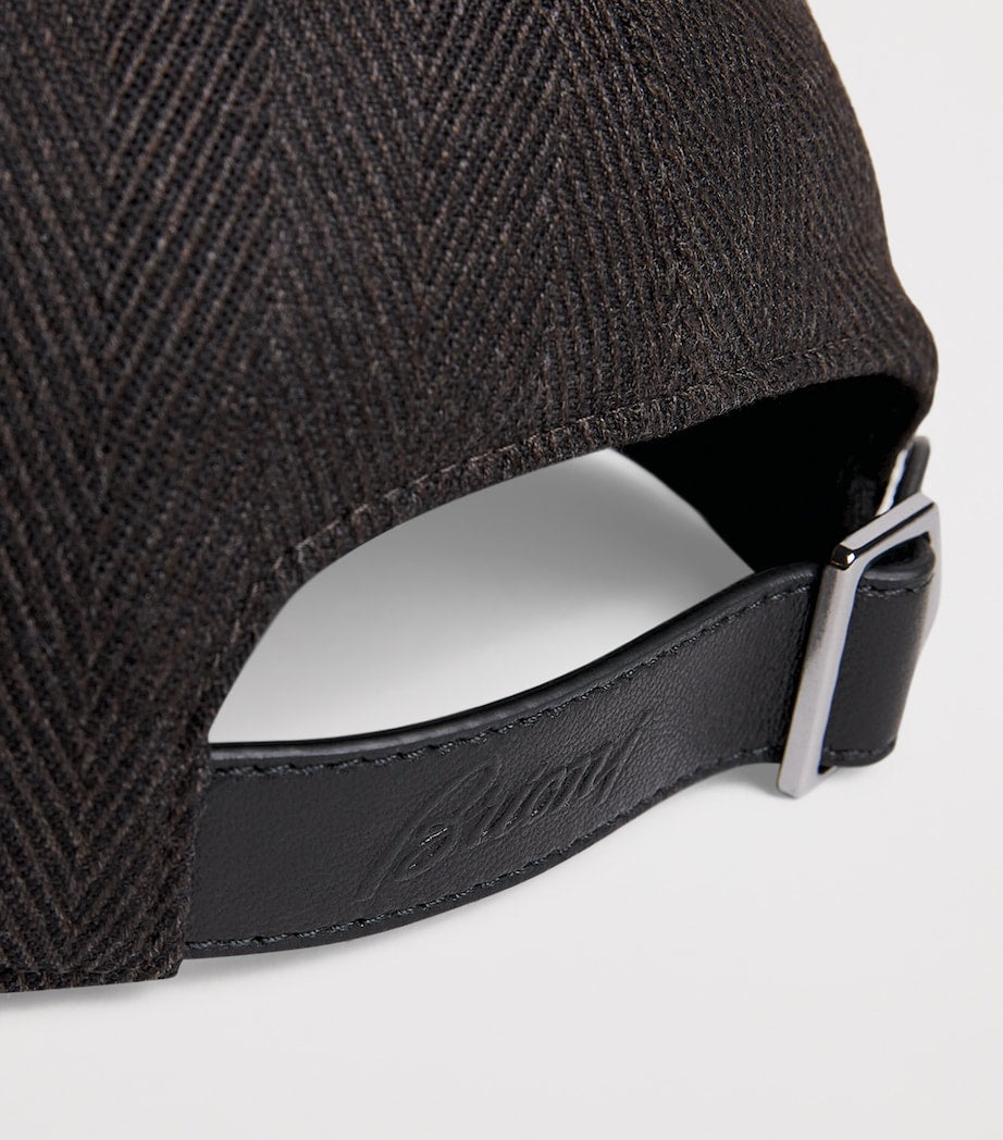 Brioni Alpaca Herringbone Baseball Cap
