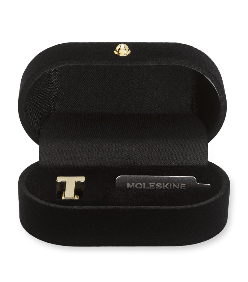 Moleskine gold-plated T notebook charm, imported from the UK