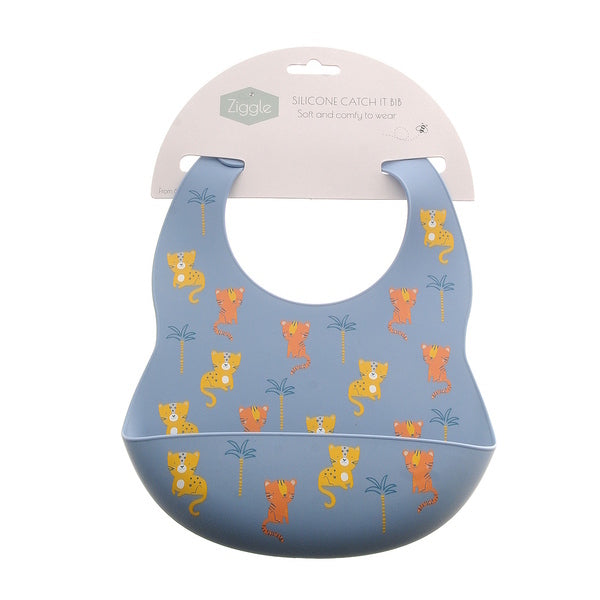 Ziggle silicone bib Tiger Leopard pattern One size (British brand)