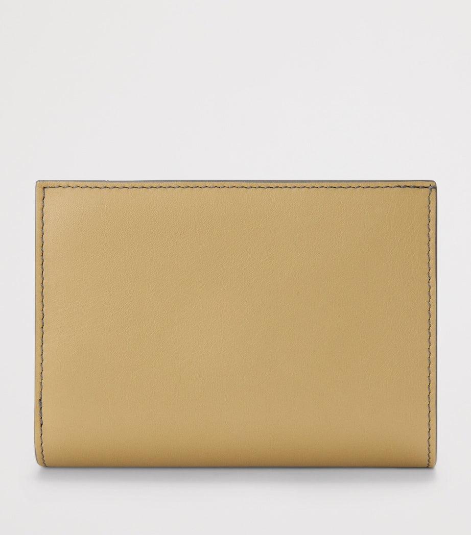 Leather Bifold Wallet with Suede Panels and Gold-Tone Hardware