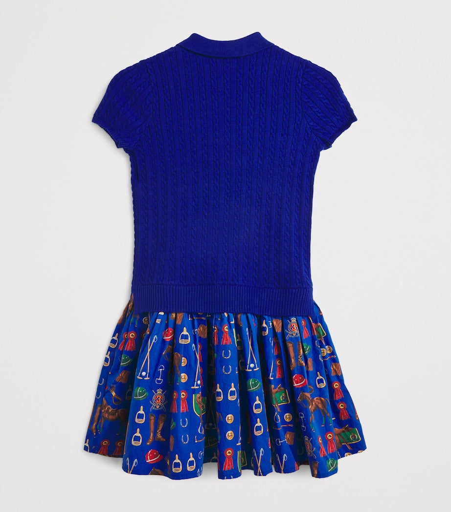 Ralph Lauren Kids Cotton Printed Mini-Cable Dress 7-14 Years, imported from the UK