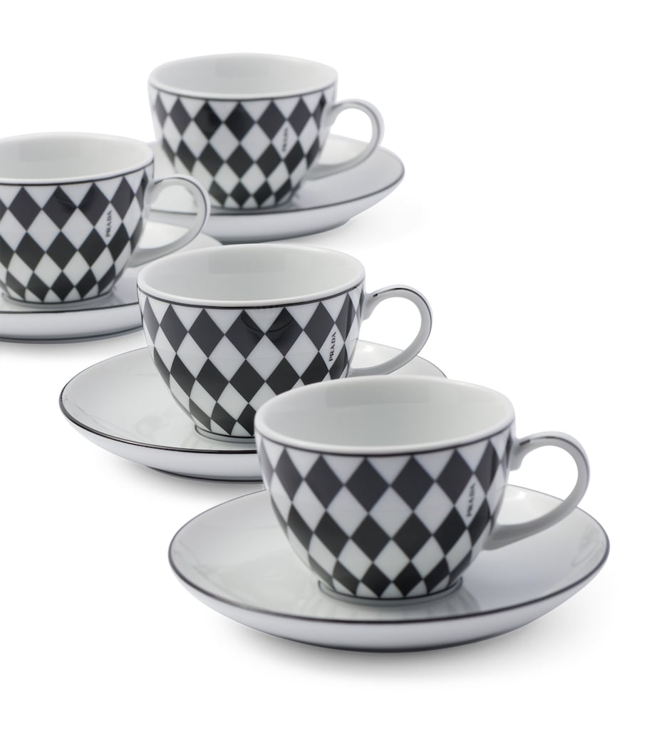 Prada chequerboard coffee cup set of 4, imported from the UK
