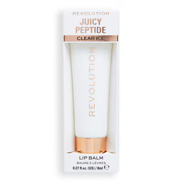 Revolution Juicy Peptide Lip Balm Clear Ice, imported from the UK