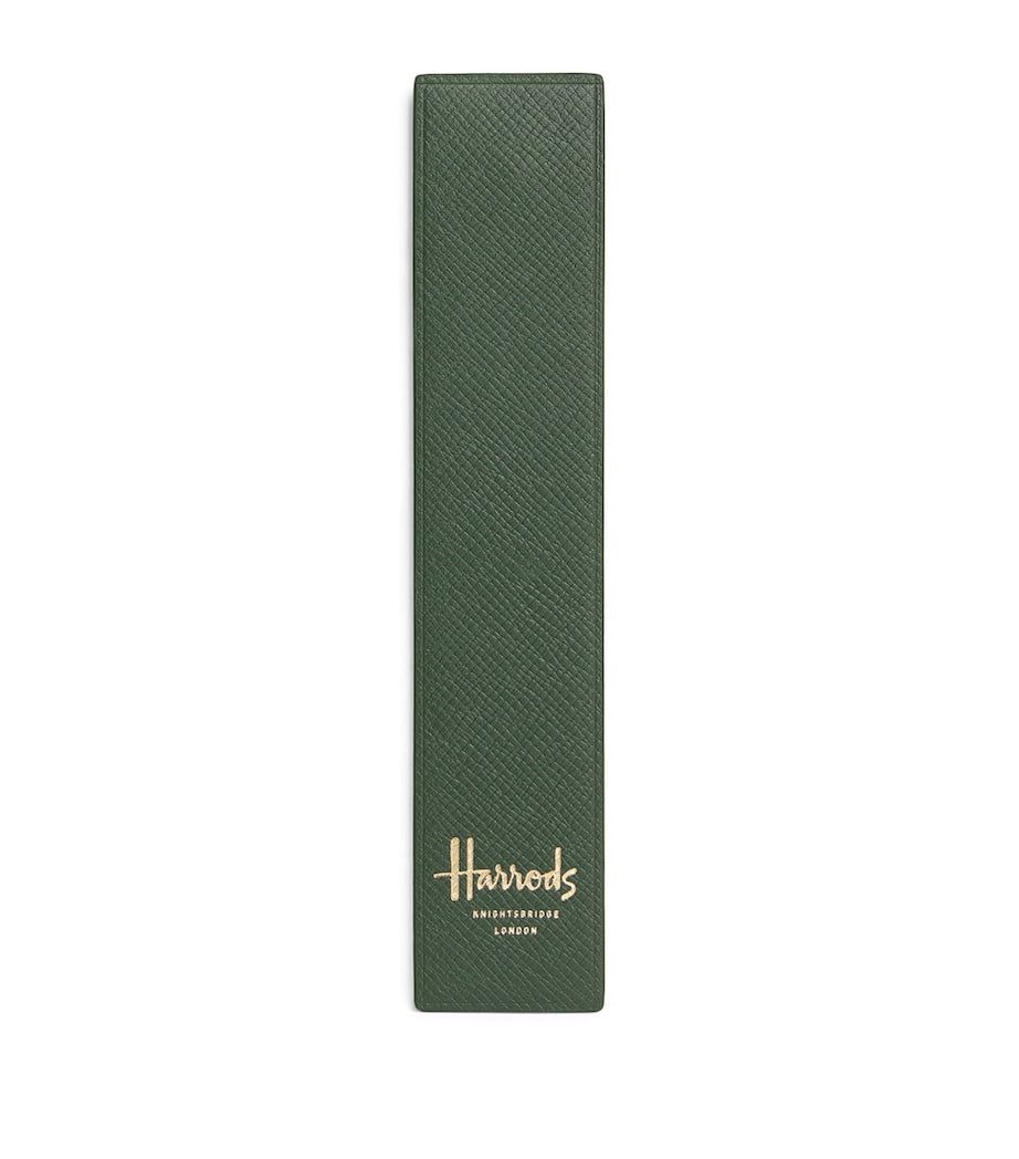 Harrods leather embossed-logo bookmark, UK version