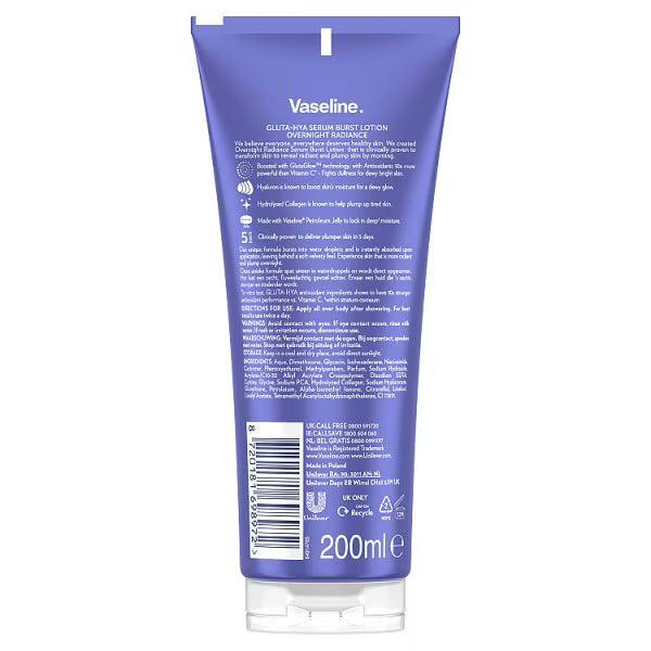 Vaseline Gluta-Hya Serum Burst Lotion 200ml (British brand)
