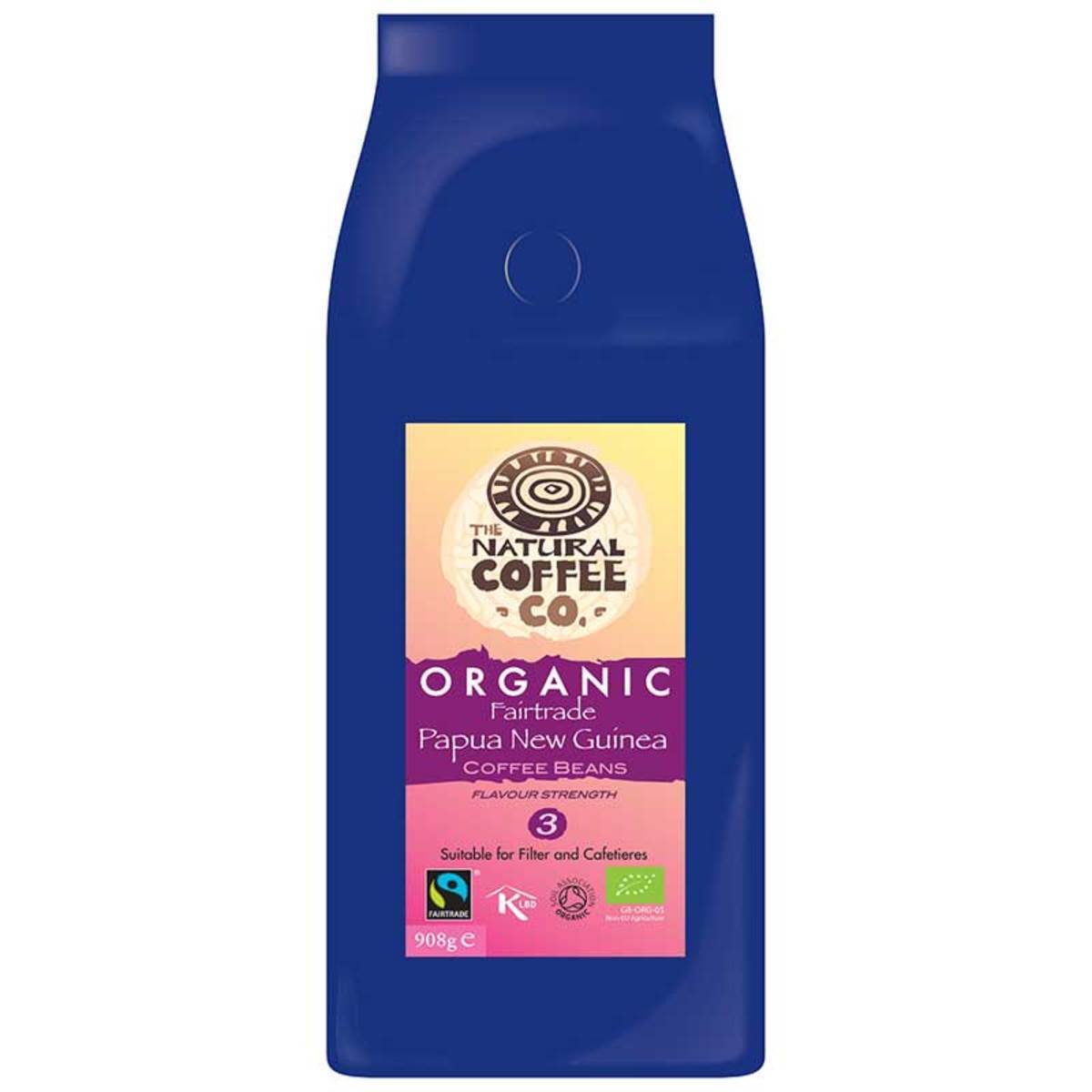 The Natural Coffee Co. organic Papua New Guinea coffee beans 908g (British brand)