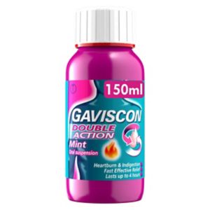 Gaviscon Double Action Mint oral suspension 150ml, UK version