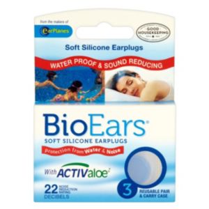 BioEars silicone earplugs Activ Aloe 3 pairs - British product
