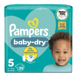 Pampers Baby-Dry Nappies Size 5 39 Pack, imported from the UK