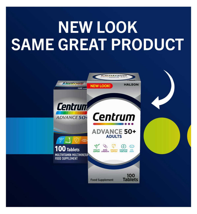 Centrum 50+ Multivitamins and Minerals 100 Tablets - British product