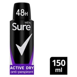 Sure Men Antiperspirant Aerosol Active Dry 150 ml (British brand)