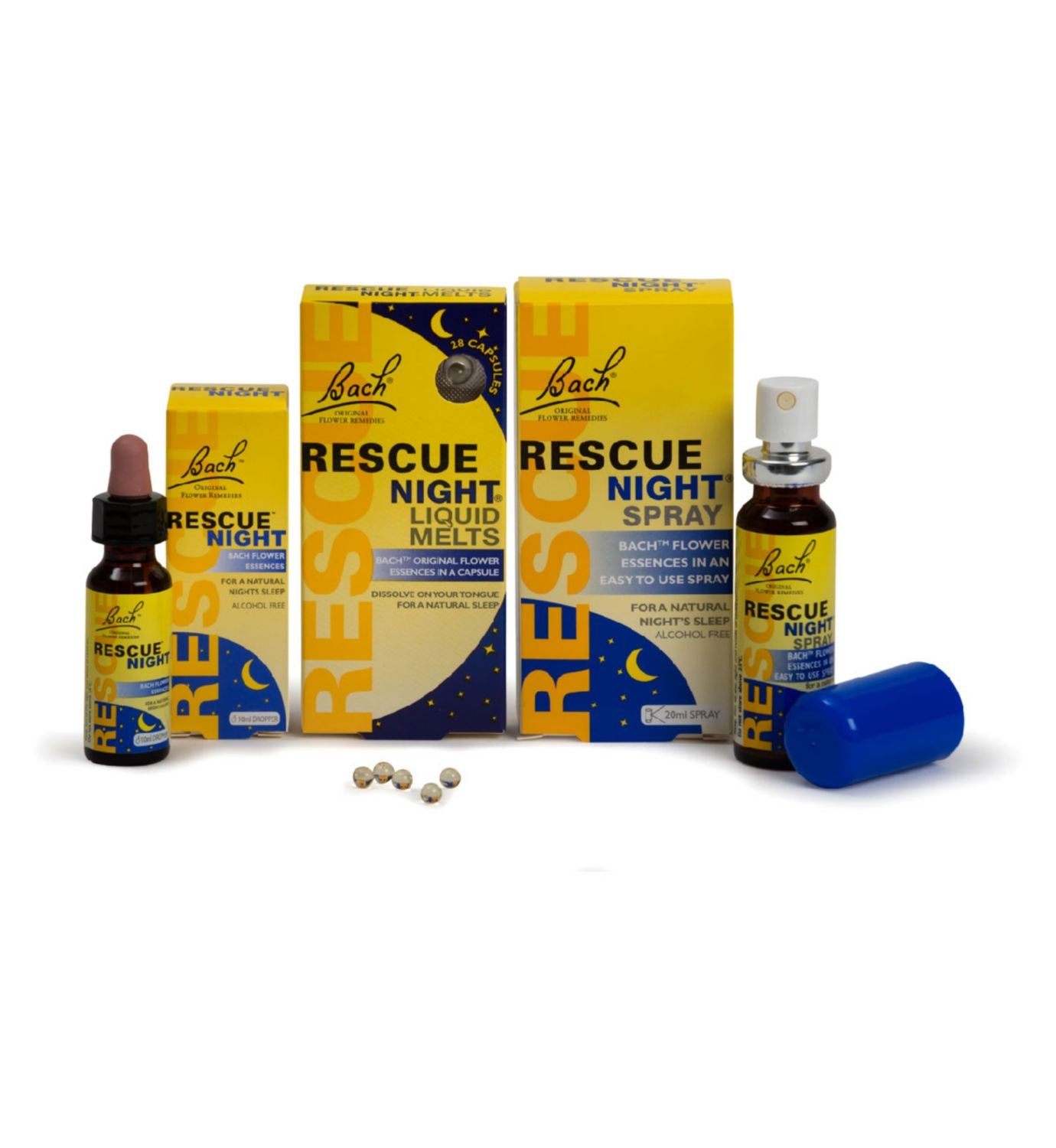 Bach Rescue Night Liquid Melts 28 Capsules - British product