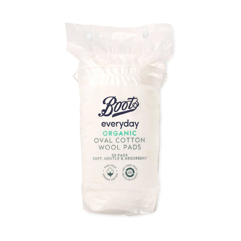 Boots organic oval cotton wool pads 50 pads - British product
