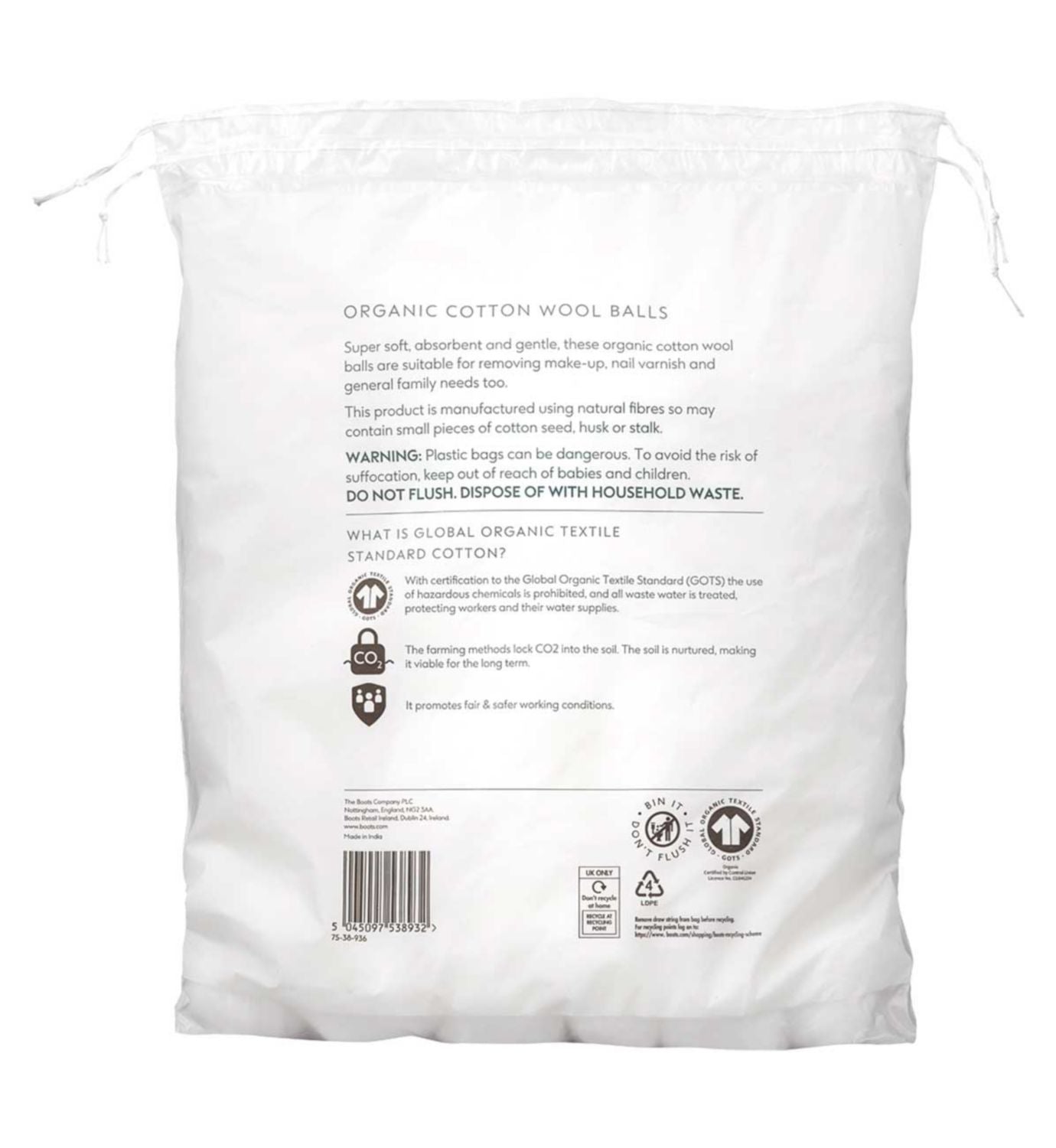 Boots Everyday Organic Cotton Wool Balls 100 - British product