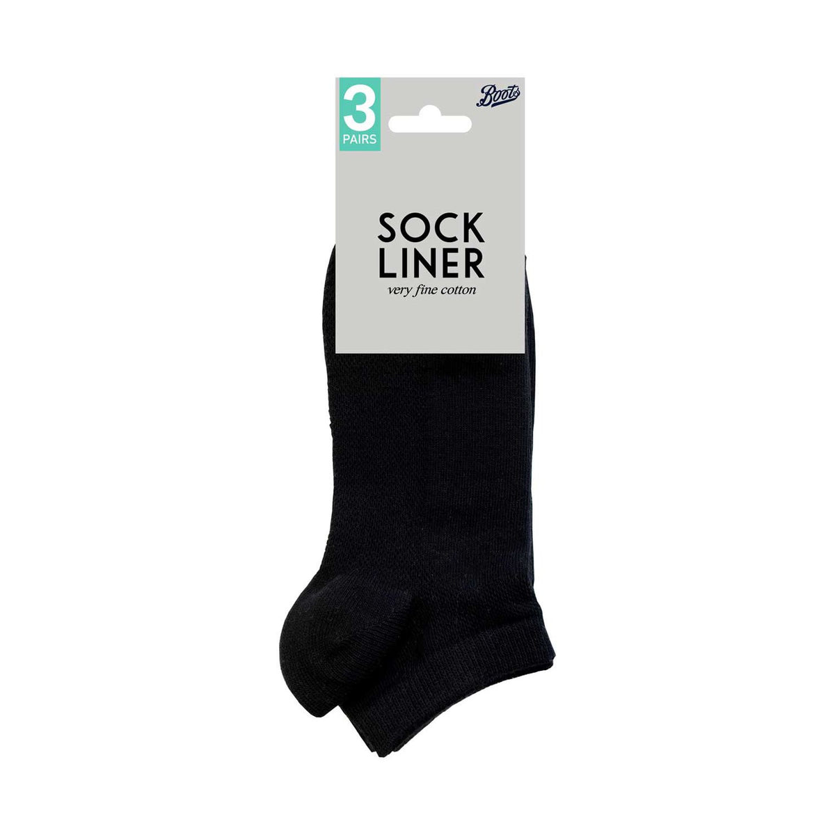 Boots very fine cotton trainer liners black - British product
