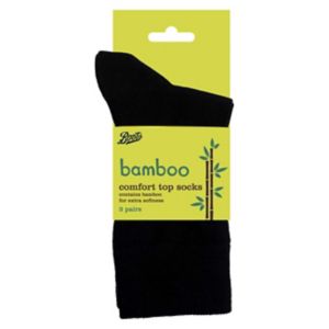 Boots Bamboo Socks Black 3-Pair Size 4-7 - British product