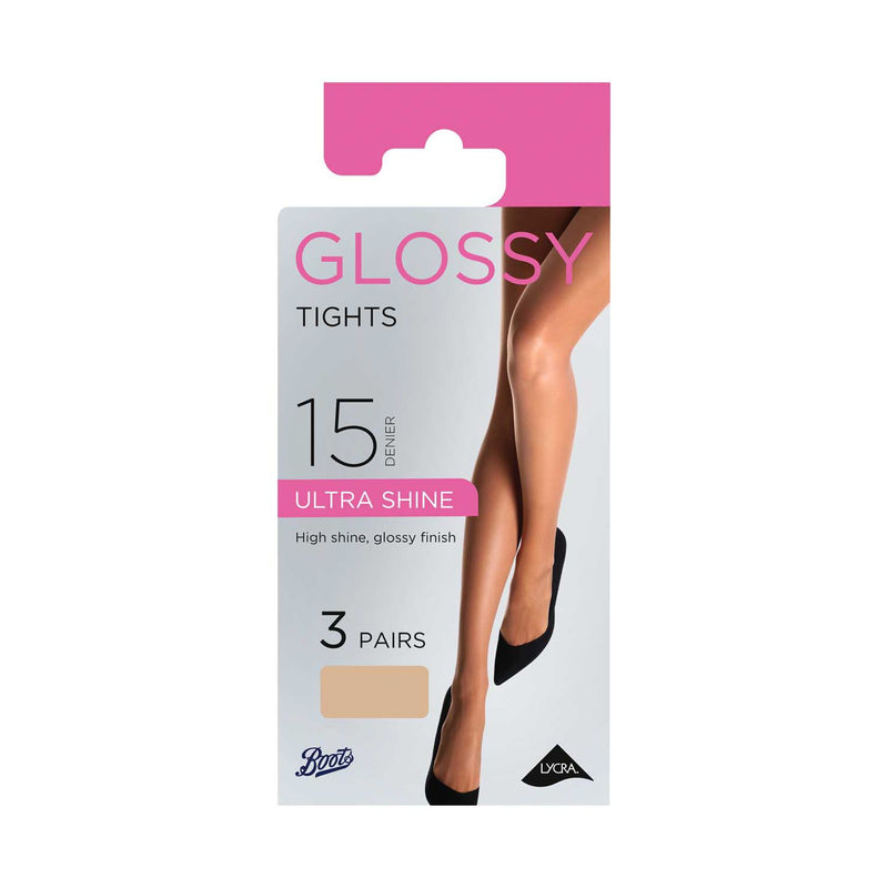 Boots Glossy Tights Natural Tan 3 Pair XL - British product