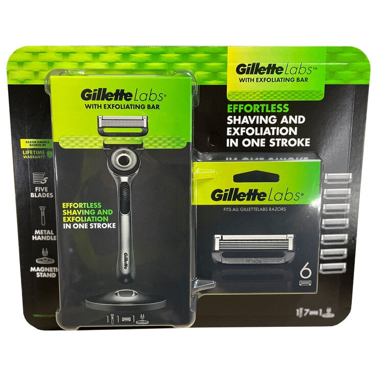 Gillette Labs Exfoliating Razor with 6 Blades Magnetic Stand