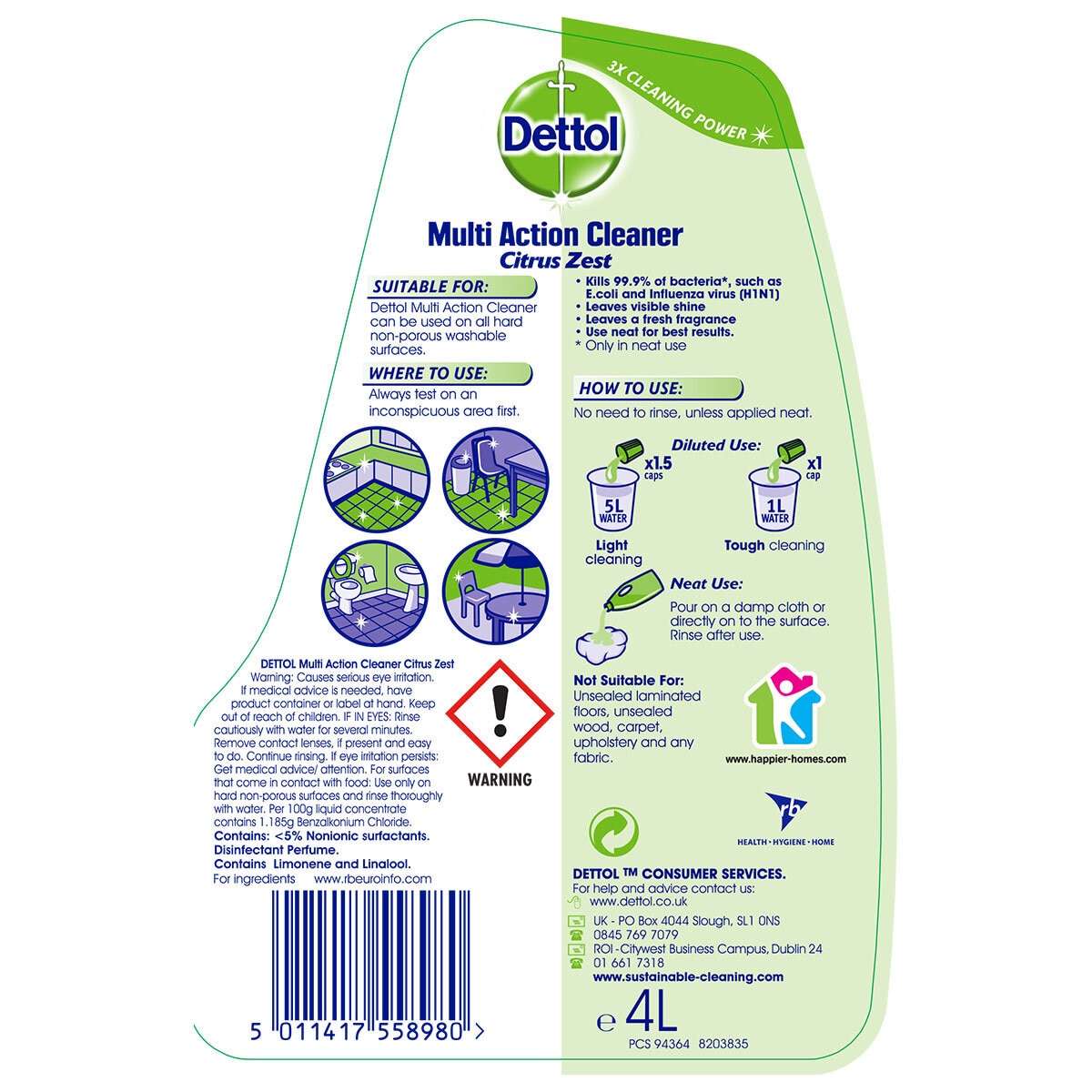 Dettol multi action cleaner 4L - British product