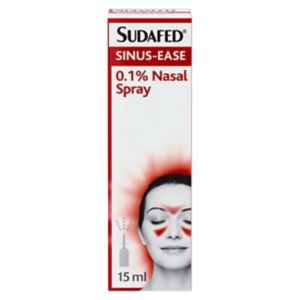 Sudafed nasal spray Sinus-Ease 0.1% 15ml (British brand)