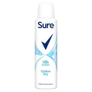 Sure antiperspirant spray Cotton Dry 150 ml (British brand)