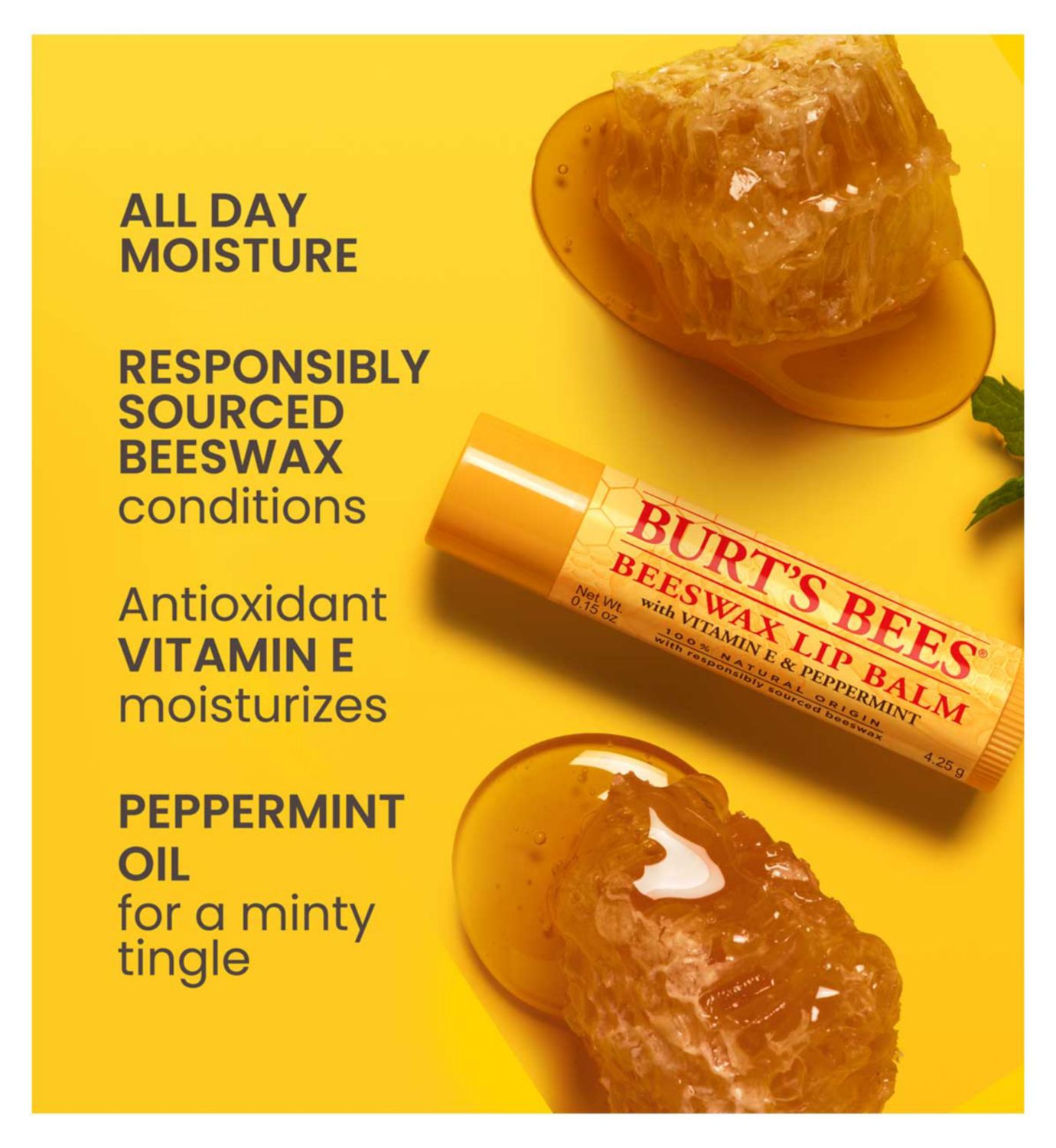 Burt's Bees Beeswax Lip Balm Peppermint 4.25g - British product