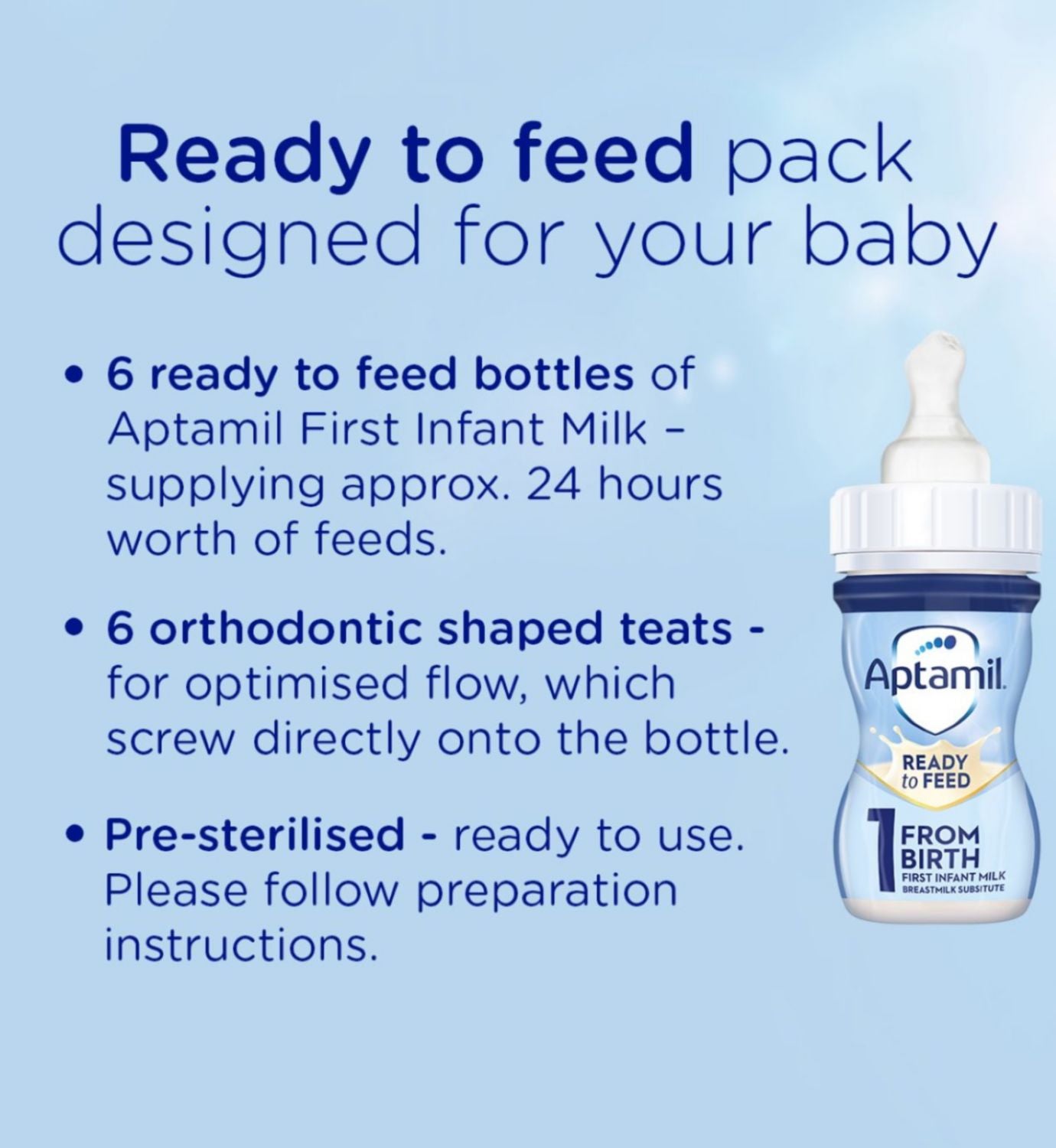 Aptamil first infant milk liquid formula starter pack 6x70ml - British product