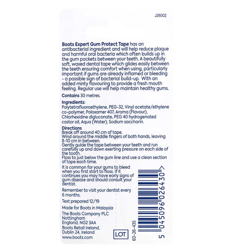 Boots Expert Chlorhexidine dental tape mint 30m - British product