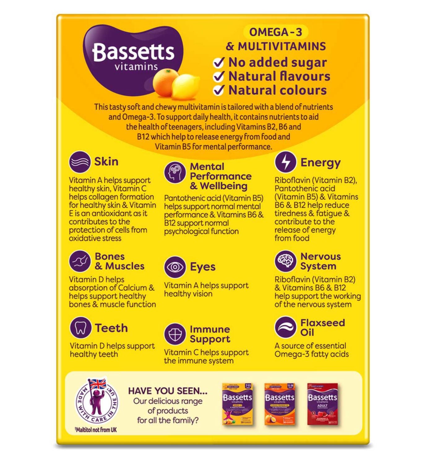Bassetts teen multivitamin soft chewies citrus flavour 30s - British product