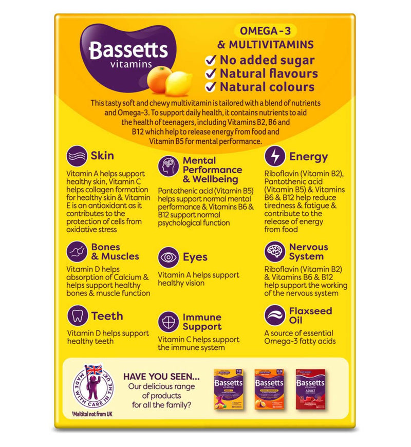 Bassetts teen multivitamin soft chewies citrus flavour 30s - British product