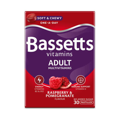 Bassetts Adult Multivitamins Raspberry & Pomegranate Flavour Pastilles 30