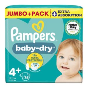 Pampers Baby Dry nappies Size 4+ 76 Pack, imported from the UK