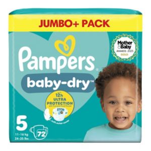 Pampers Baby-Dry Size 5 baby nappies 72 count - British product