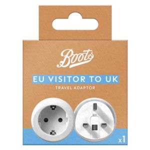 Boots European visitor to UK adapter - British product